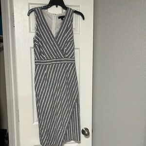 Banana Republic Black and White Asymmetrical Sheath Dress V-Neck